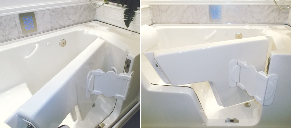 A safe transfer bath experience without need of benches and component seats.